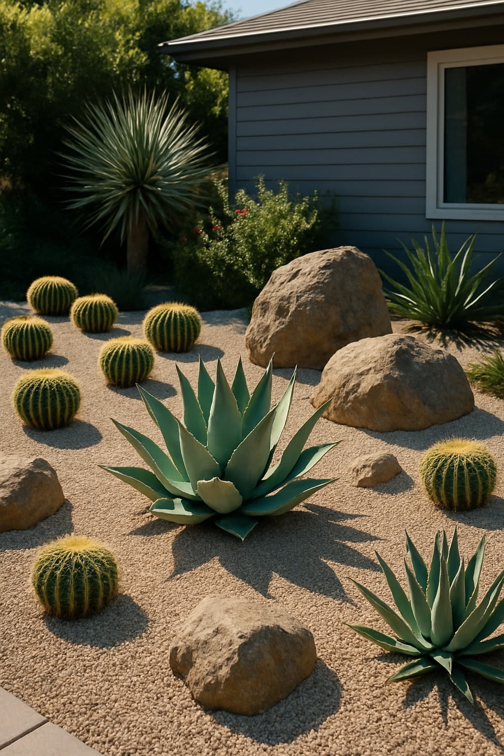 Jardín de grava y suculentas (xeriscape)