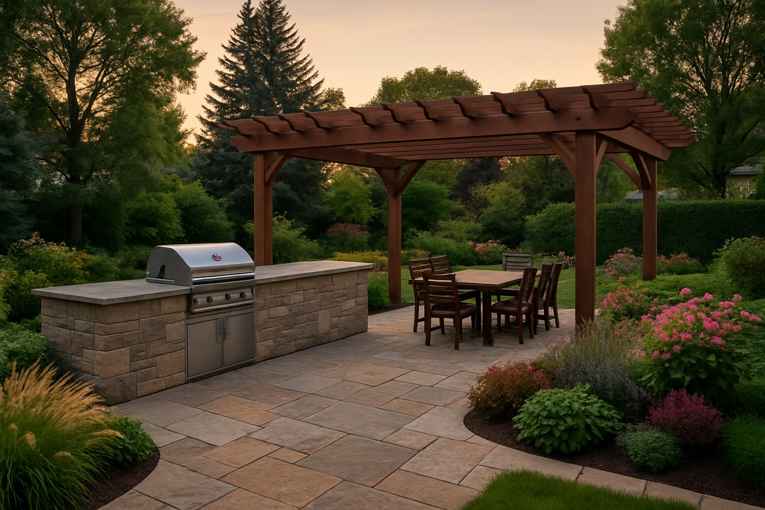 Terraza con cocina exterior
